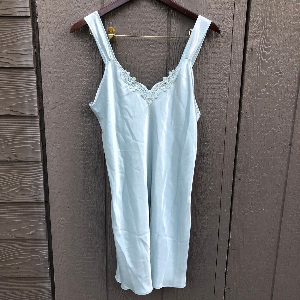 Adonna slip dress women’s size large blue greenish coquette